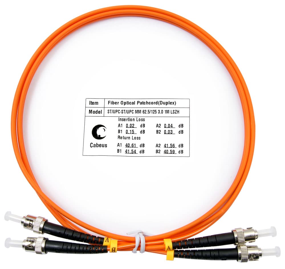 Патч-корд оптический duplex 1м ST-ST 62,5/125MM LSZH