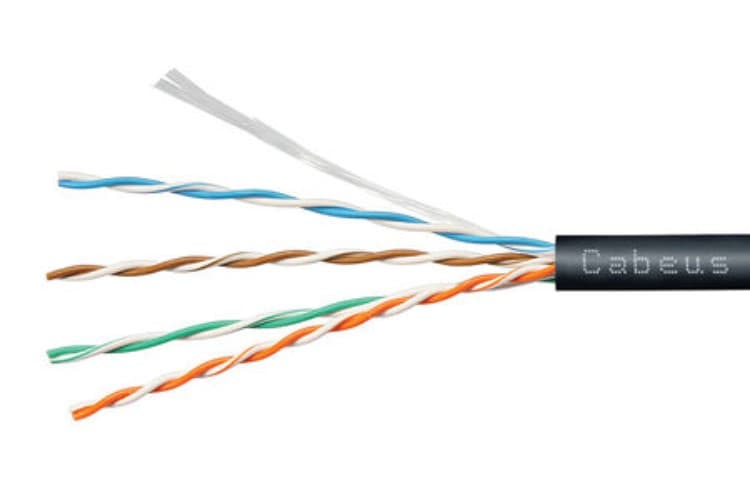 Витая пара UTP (U/UTP), категория 5e, 4 пары (24 AWG), одножильный, черный, LSZH, нг(А)-HF, (25 м)