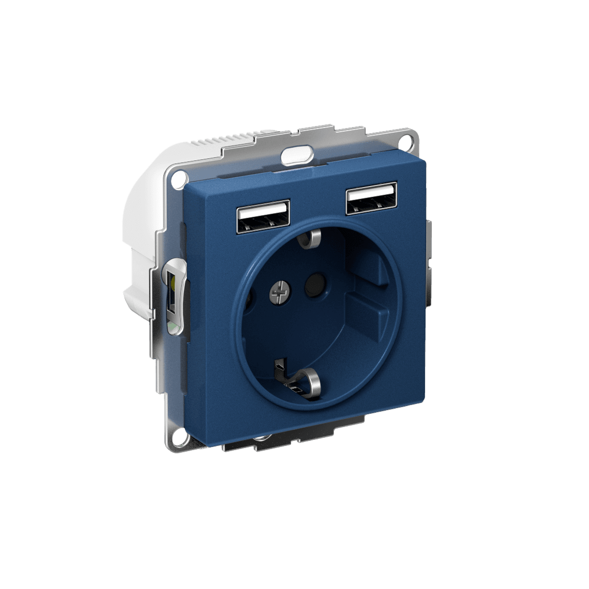 ATLASDESIGN РОЗЕТКА 16А c 2 USB A+A, 5В/2,4А, 2х5В/1,2А, механизм, АКВАМАРИН