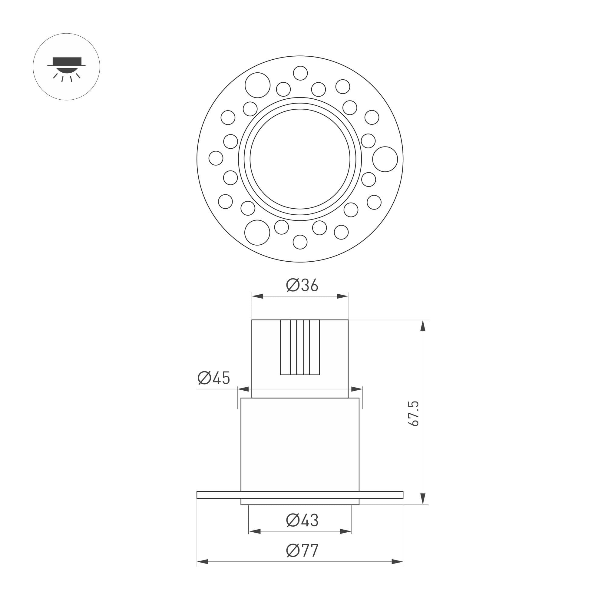 Светильник MS-INVISIO-TRIMLESS-R45-10W Warm3000 WH-WH, 36 deg, 230V, IP54, Металл, 5 лет