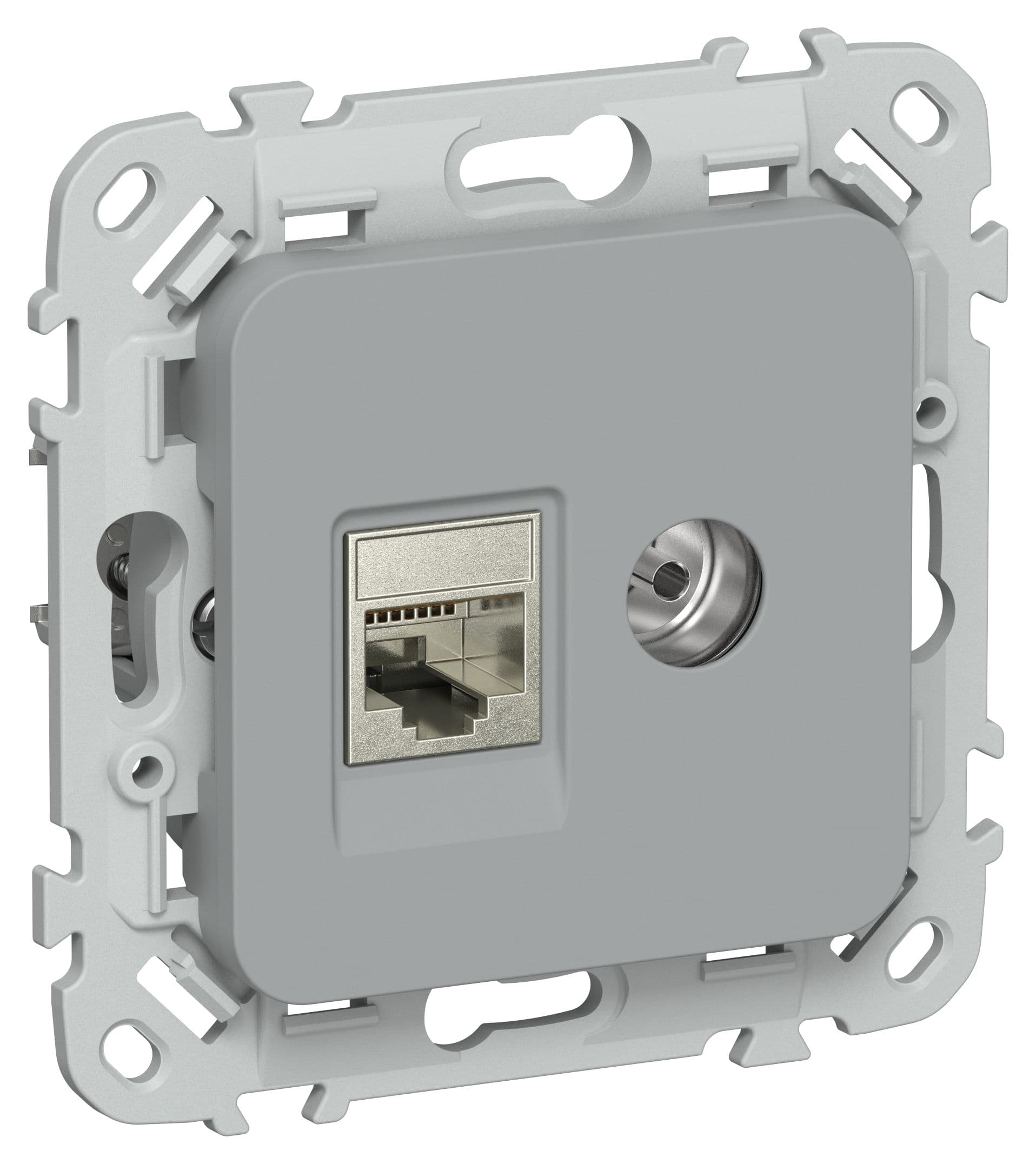 FLITE Розетка 2-местная RJ45/TV категория 6 STP РКТВ6-2-1-ФлС серый IEK