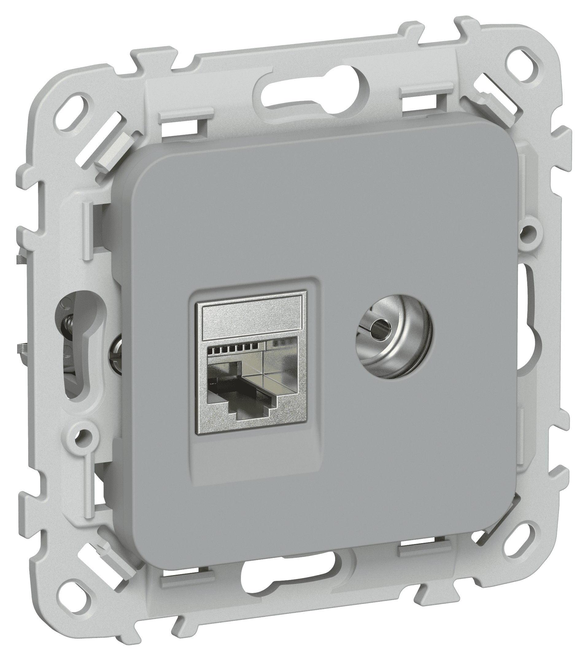 FLITE Розетка 2-местная RJ45/TV категория 6 STP РКТВ6-2-1-ФлС серый IEK