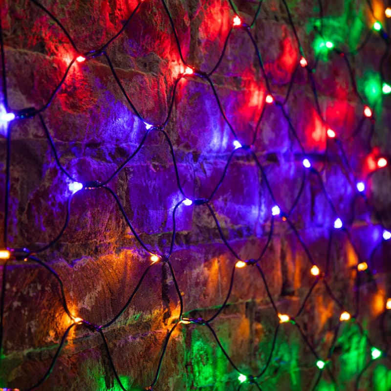Гирлянда Сеть 2х1,5 м, черный ПВХ, 288 LED мультиколор