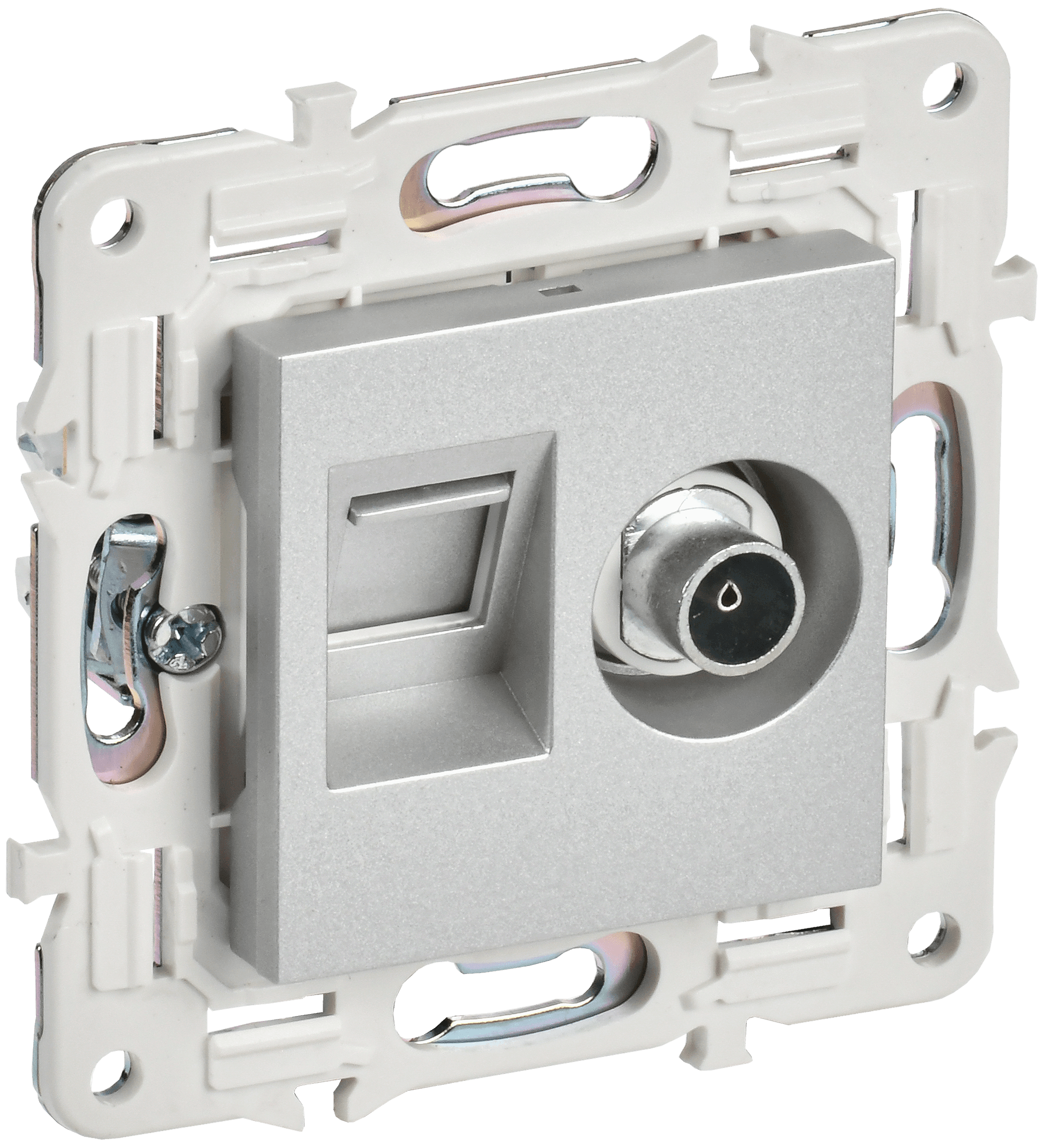 SKANDY Розетка двойная TV+RJ45 кат.6E SK-A15S серебряный IEK