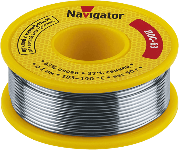 Припой NEM-Pos05-63K-1-K50 (ПОС-63, катушка, 1 мм, 50 гр) Navigator
