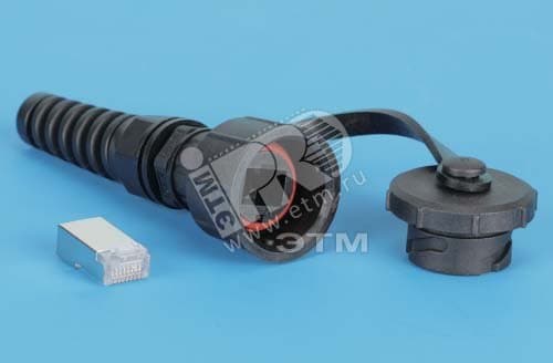 Промышленный разъем RJ-45 (8P8C) под витую пару IP67 категория 5e с защитной крышкой