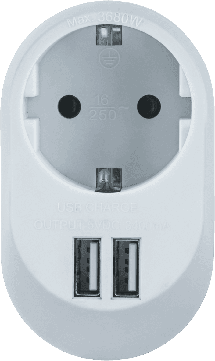 Адаптер с/з 1 гнездо USB3.4A NAD-USB01-1E-C-WH