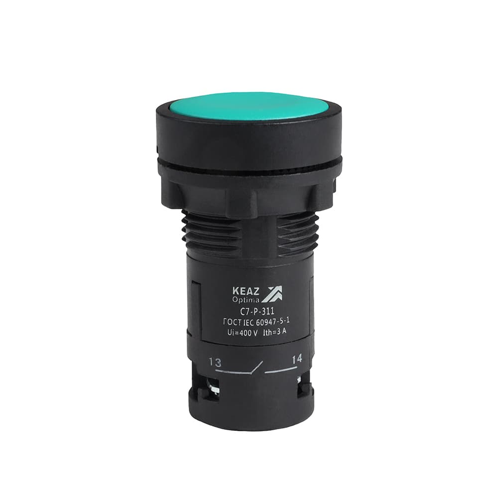 Кнопка OptiSignal Compact D22 C7-P-311 зеленая 1НО+1НЗ XB7NA35