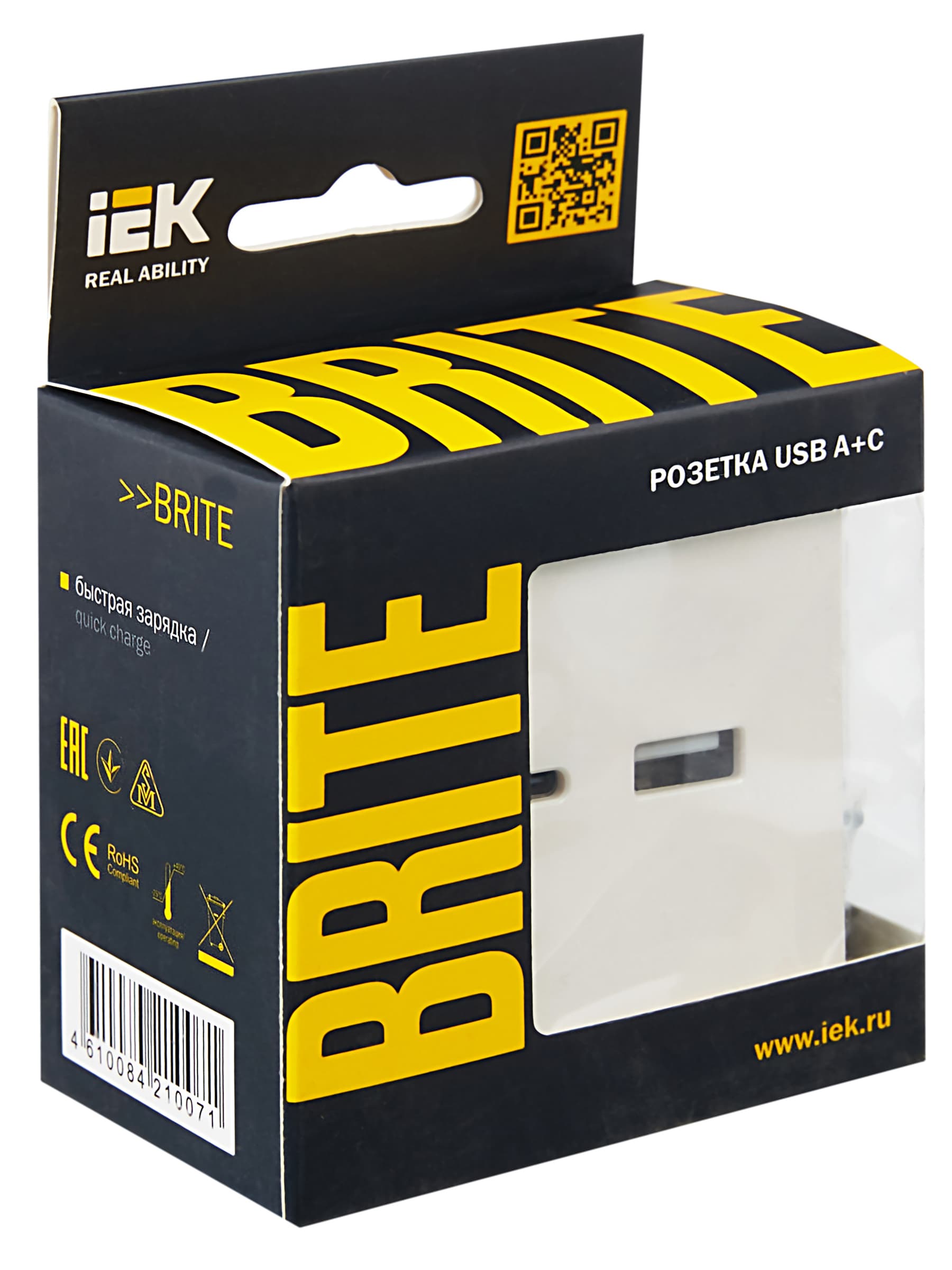 BRITE Розетка USB A+C 18Вт РЮ11-1-БрЖ жемчуг
