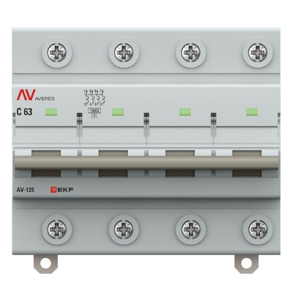 Выключатель автоматический AV-125 4P 63A (D) 10kA AVERES