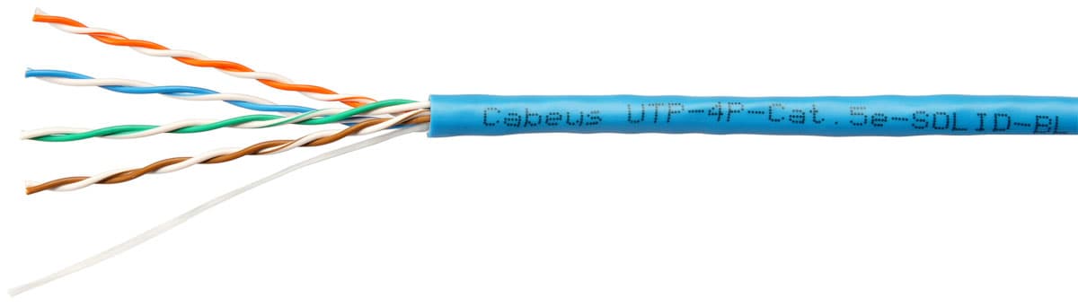 Витая пара U/UTP Cat 5e 4 пары 24 AWG solid PVC нг(А)-LS синий 305м