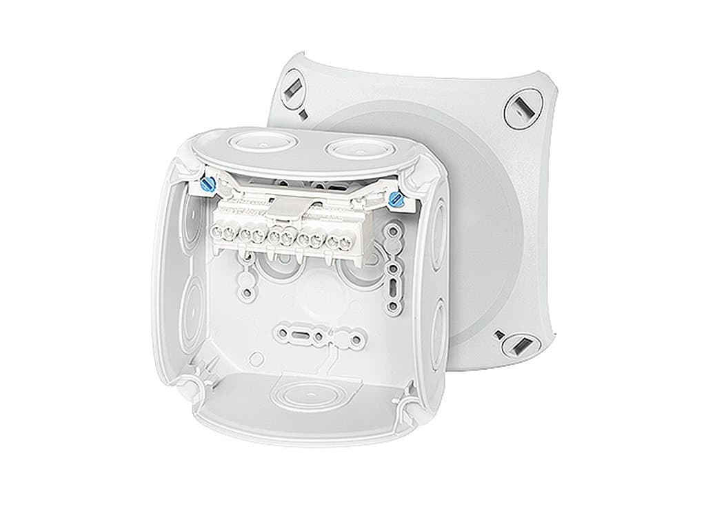 Коробка клеммная 104х104х70 мембраны 5-пол. 0.75-4 кв.мм серая РР IP66