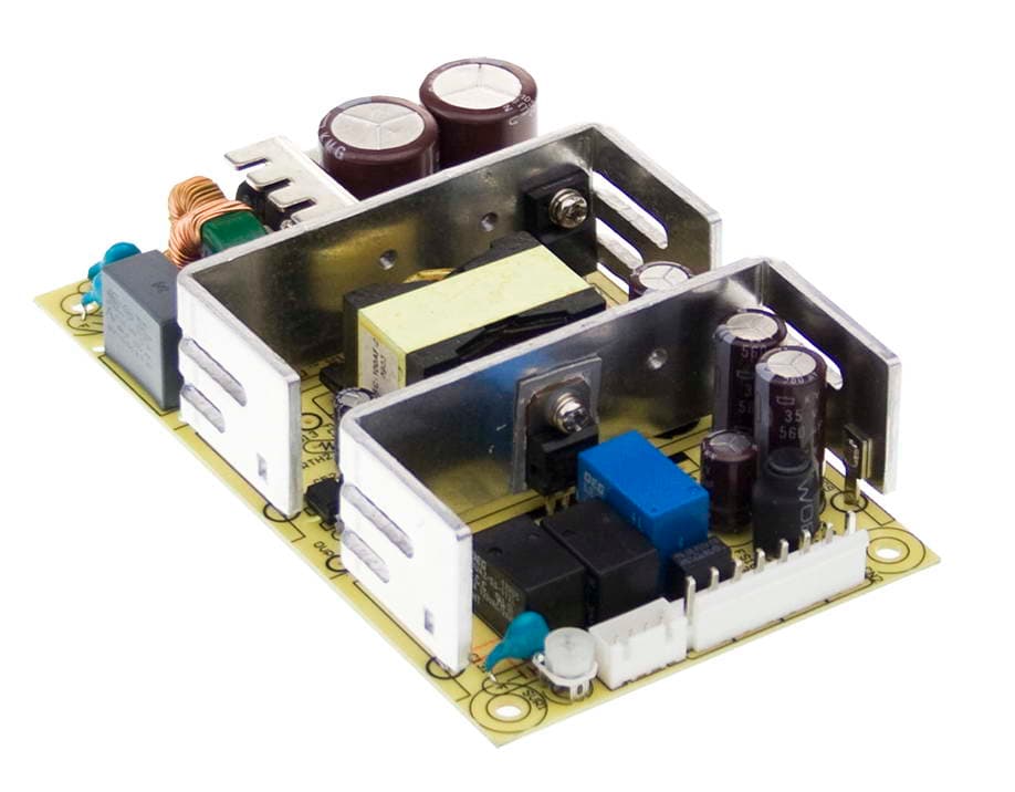 Блок питания AC-DC с функцией UPS, 100Вт, вход 90...264В АС127...370В DC, выход1: 27,6В0...3,5А, выход зарядного устройства 27,6В1,25А, изоляция 3000В АС, на плате 127х76,2х31мм, -20...+70°С
