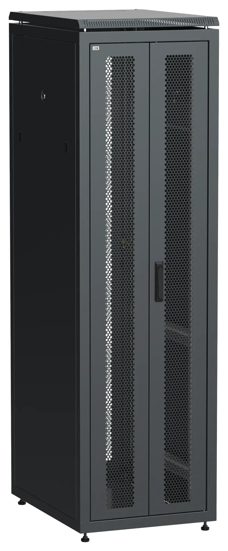 Шкаф напольный сетевой 19' LINEA N 42U 600х800мм передняя распашная перфорированная дверь задняя перфорированная черный