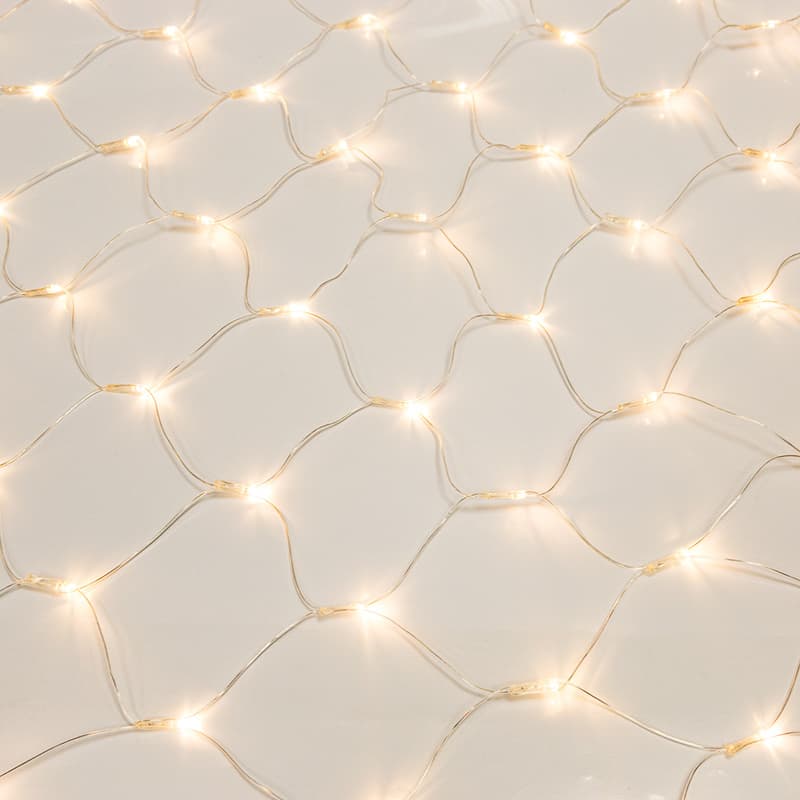 Гирлянда Сеть 1,5х1,5 м, прозрачный ПВХ, 96 LED теплый белый