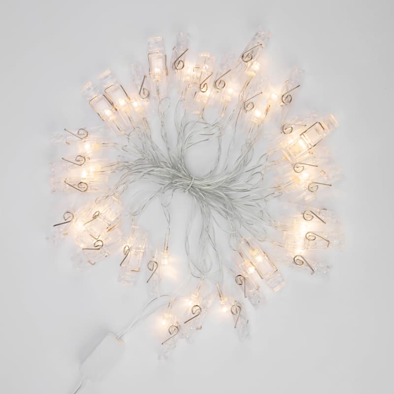 Гирлянда светодиодная Прищепки 30 LED, 5 м, тёплый белый свечение
