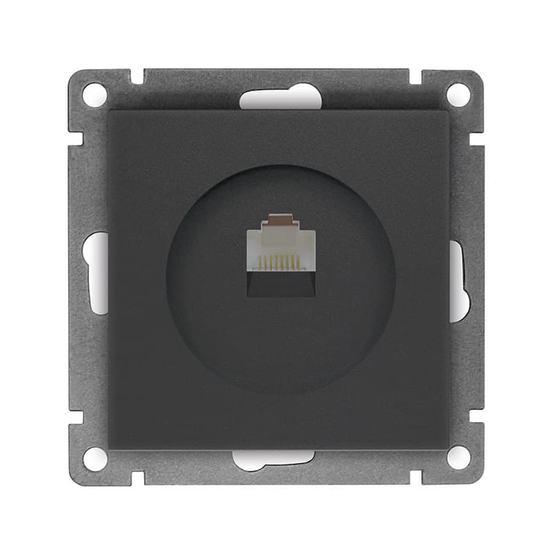 Розетка компьютерная одноместная UNIVersal серия Афина с/у, 1А, RJ45, графит (еврослот), механизм