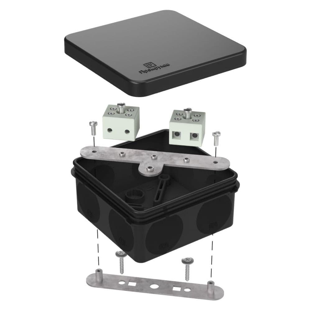 Коробка огнестойкая для о/п двухкомпонентная 60-0210-FR6.0-4 Е15-Е120 RAL9005 80х80х40 (44 шт/кор)