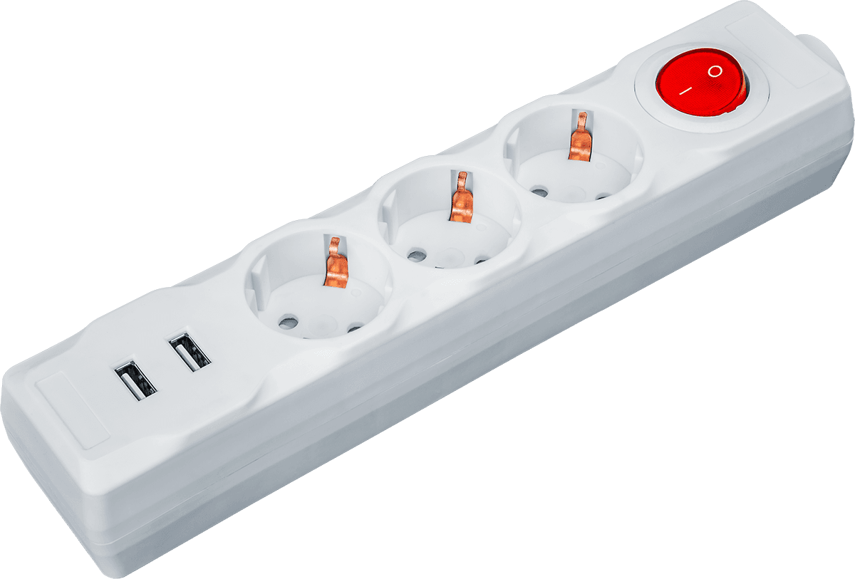 Удлинитель бытовой NPE-USB01-03-180-ESC-3X1 с выключателем 3 гнезда с/з 1,8м ПВС 3х1 2USB 2,1A
