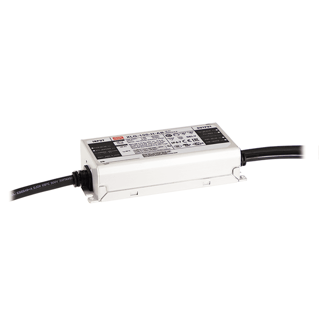 Источник питания AC-DC, 100Вт, стабилизатор тока, IP67, вход 90…305В AC, 47…63Гц, ККМ, выход 700…1050мА/71…142В (режим пост. мощности), изоляция 3750В AC, в кожухе 150х63х32мм, -40…+90°С (корпус), встр. потенциометр, димминг 3 в 1