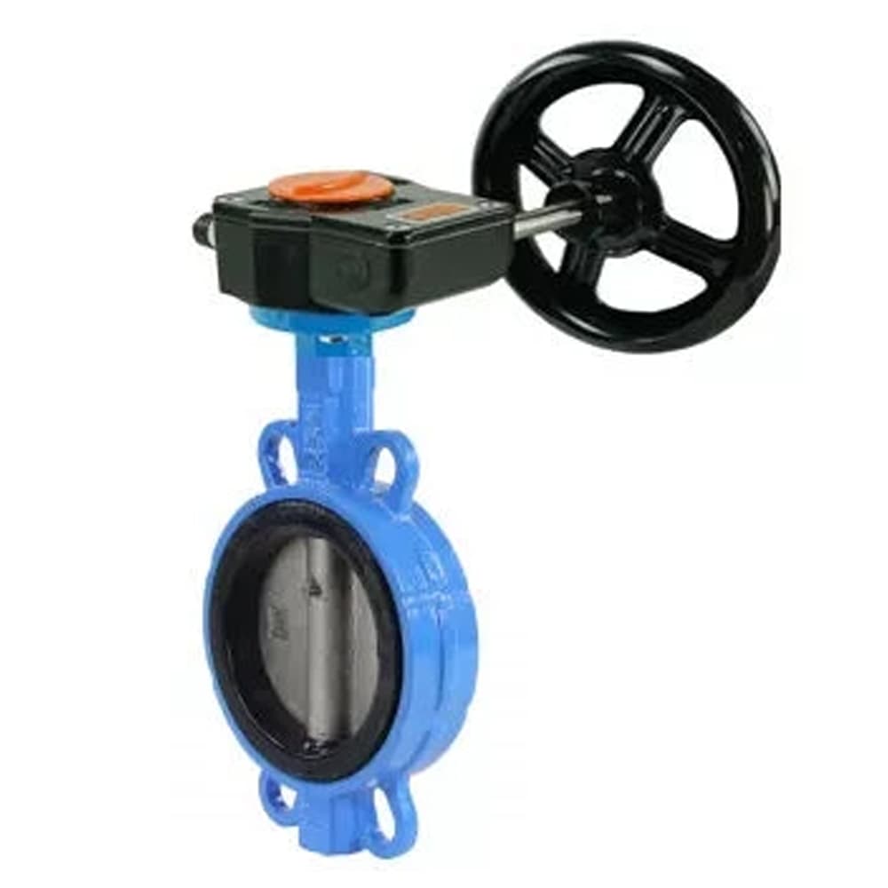 Затвор дисковый поворотный для абразивных сред QT450-316-EPDM-2W-Fb-H Ду65 Ру16, корпус чугун QT450, диск нержавеющая сталь 316L, уплотнение EPDM, с редуктором HAM-1