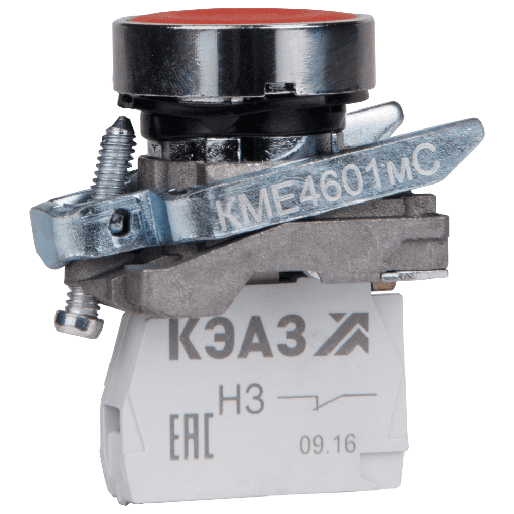 Кнопка КМЕ4111мС-красный-1но+1нз-цилиндр-IP40