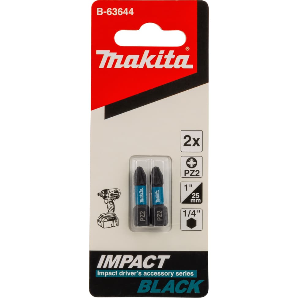 Насадка бита Impact Black PZ2, 25 мм, C-form, 2 шт.