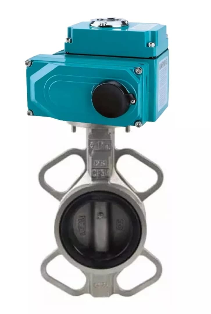 Затвор дисковый поворотный 316-316-VITON-2W-Fb Ду200 Ру16, корпус -нержавеющая сталь 316L, диск нержавеющая сталь 316L, уплотнение VITON, с 1/4-оборотным электроприводом QT2-030-220VAC 220В