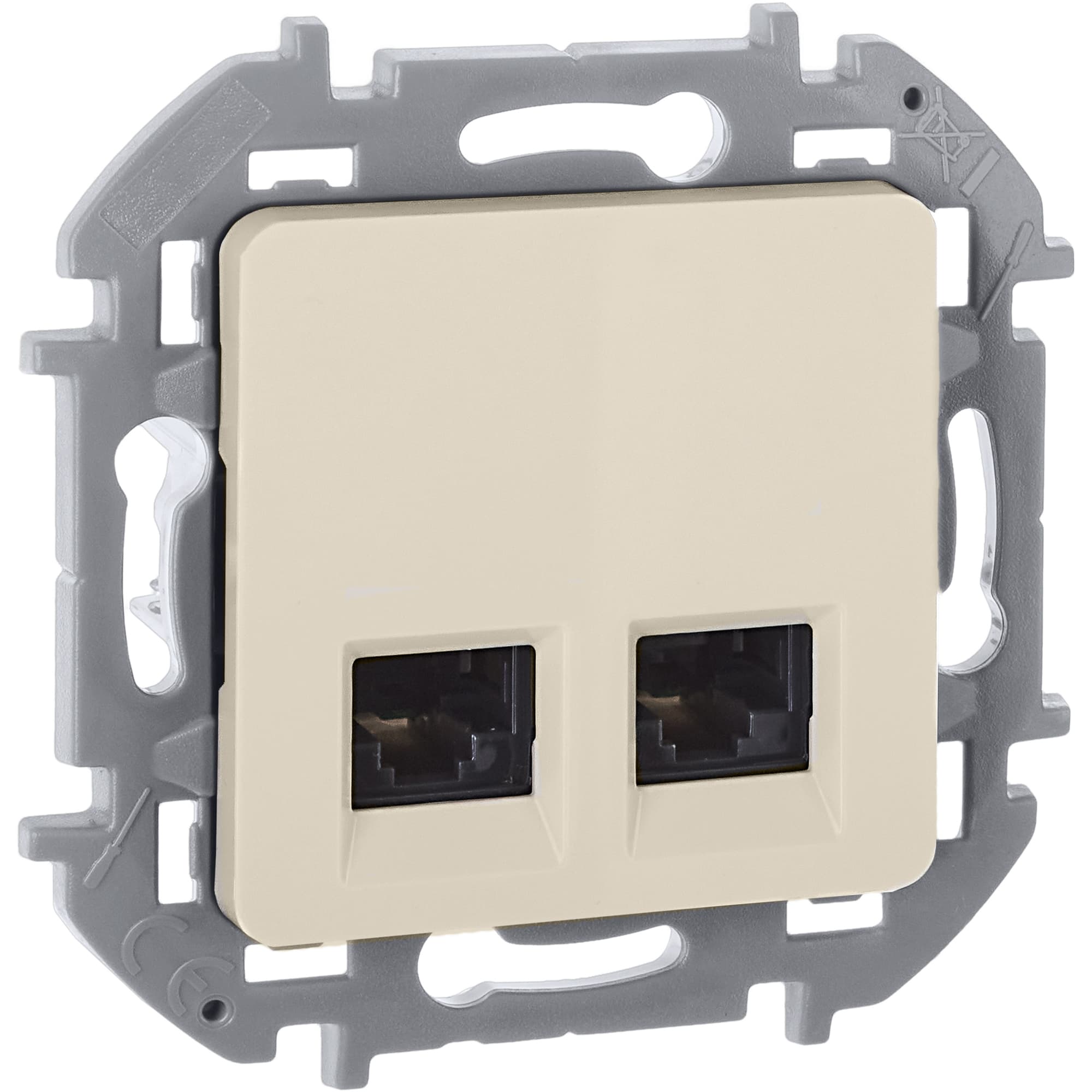 Розетка компьютерная двойная RJ45 категория 5Е UTP слоновая кость INSPIRIA