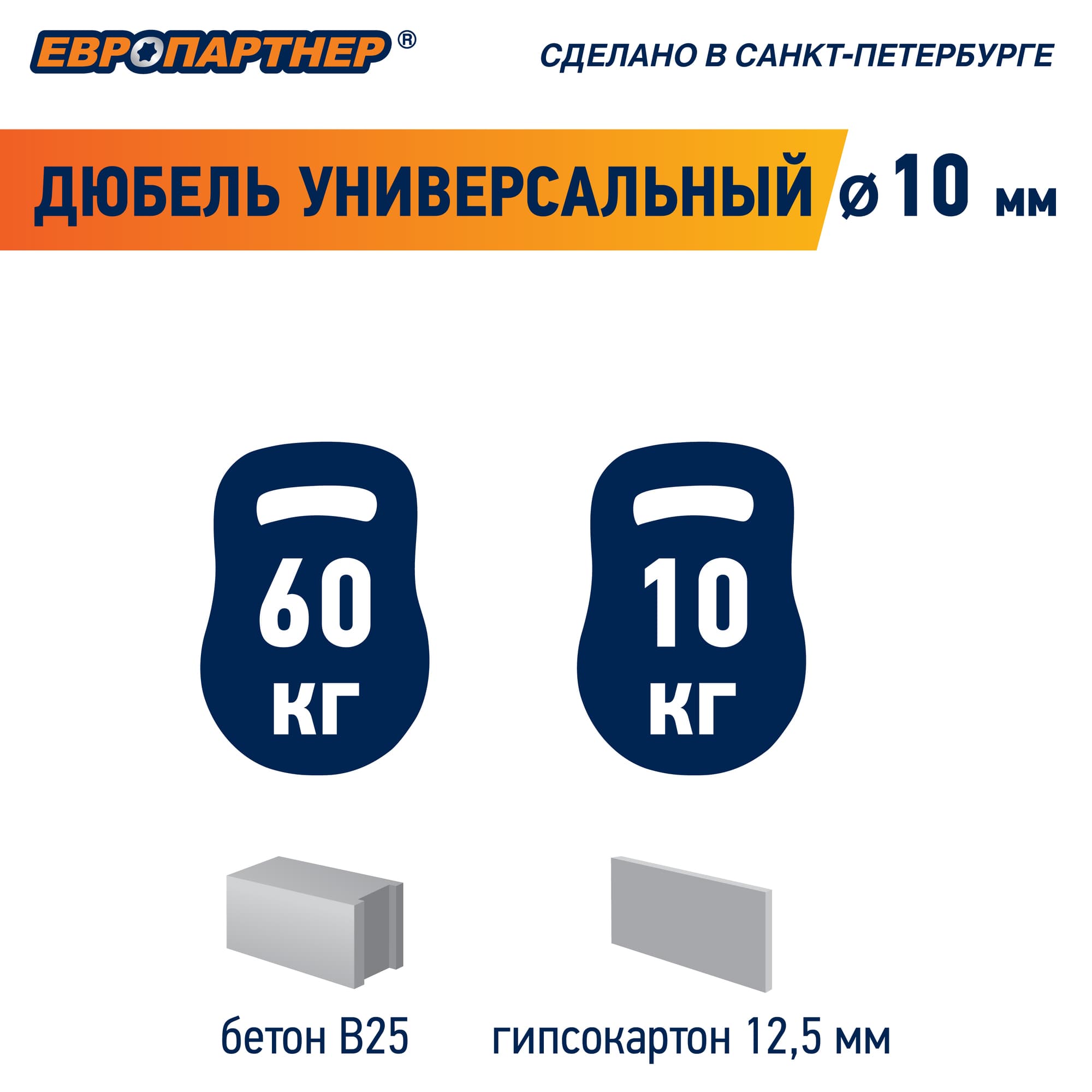 Дюбель универсальный 10х60 нейлон (6 шт)