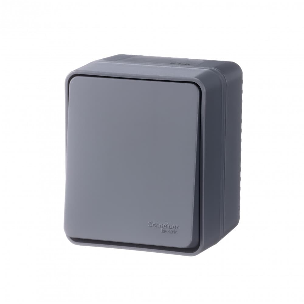 AtlasDesign Profi54 переключатель одноклавишный IP54 10 АХ, АНТРАЦИТ, Россия