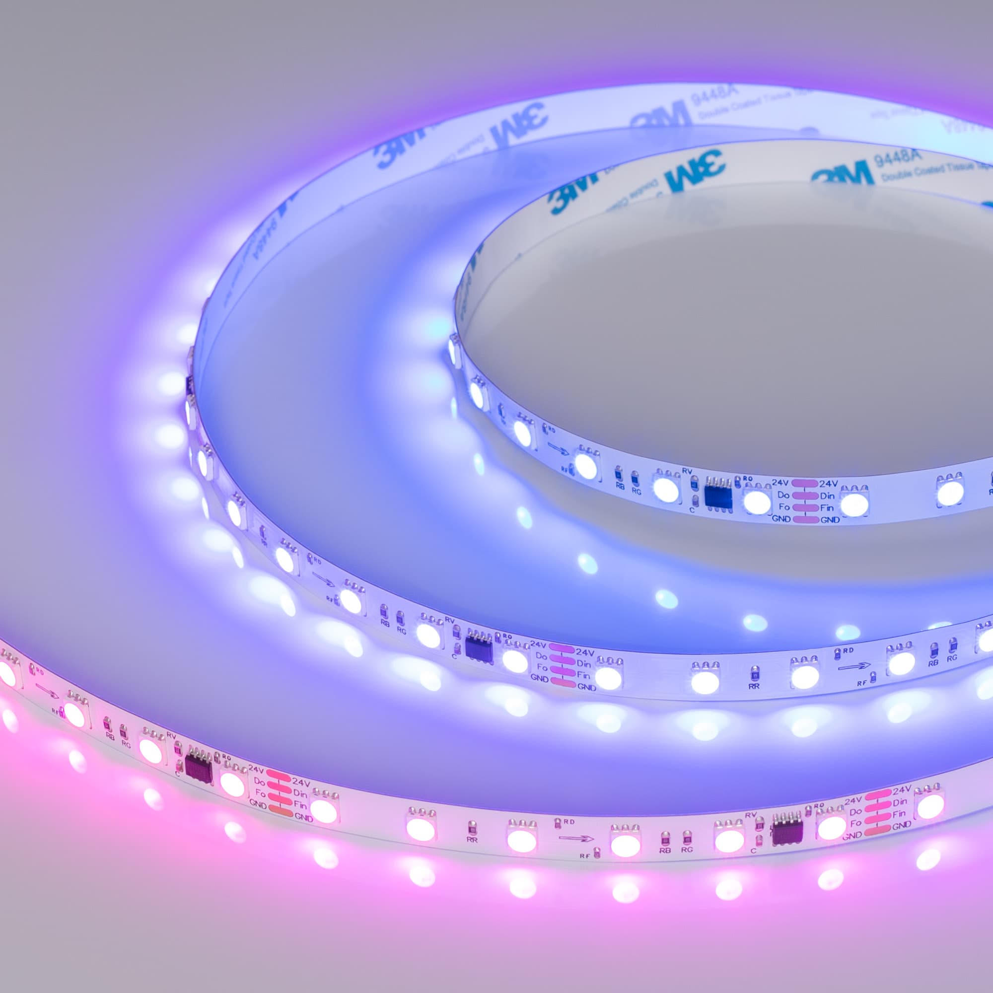 Лента светодиодная 12 Вт/м 24В IP20 RGB 60LED/м SPI-B60-10-12mm SMD 5060 5 м