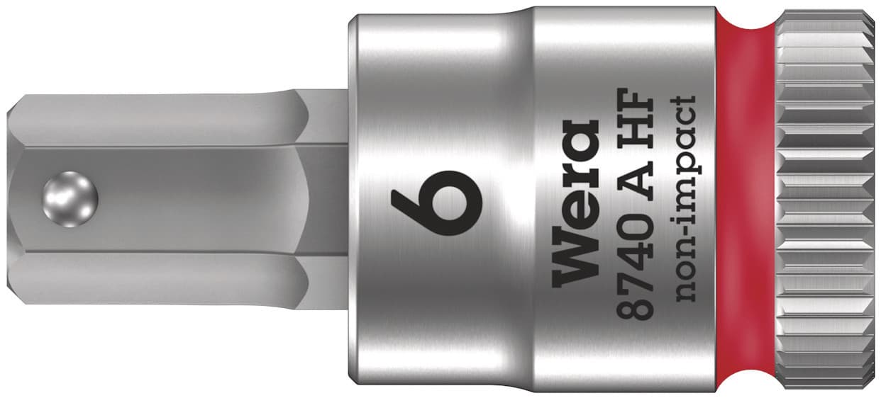 Головка торцевая 8740 A Hex-Plus HF Zyklop со вставкой под внутренний шестигранник DR 1/4 с функцией фиксации крепежа 6X28 мм