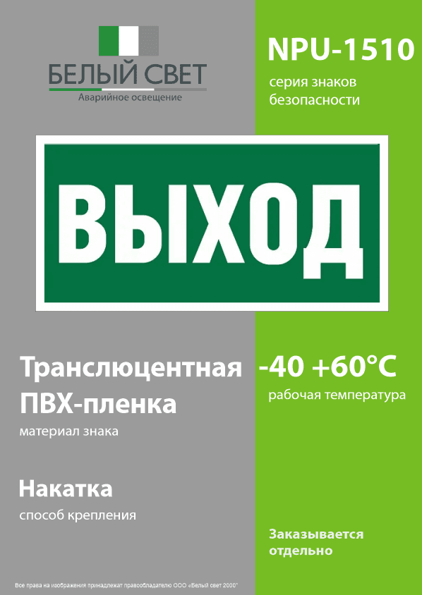 Знак безопасности NPU-1510.E22''Выход''