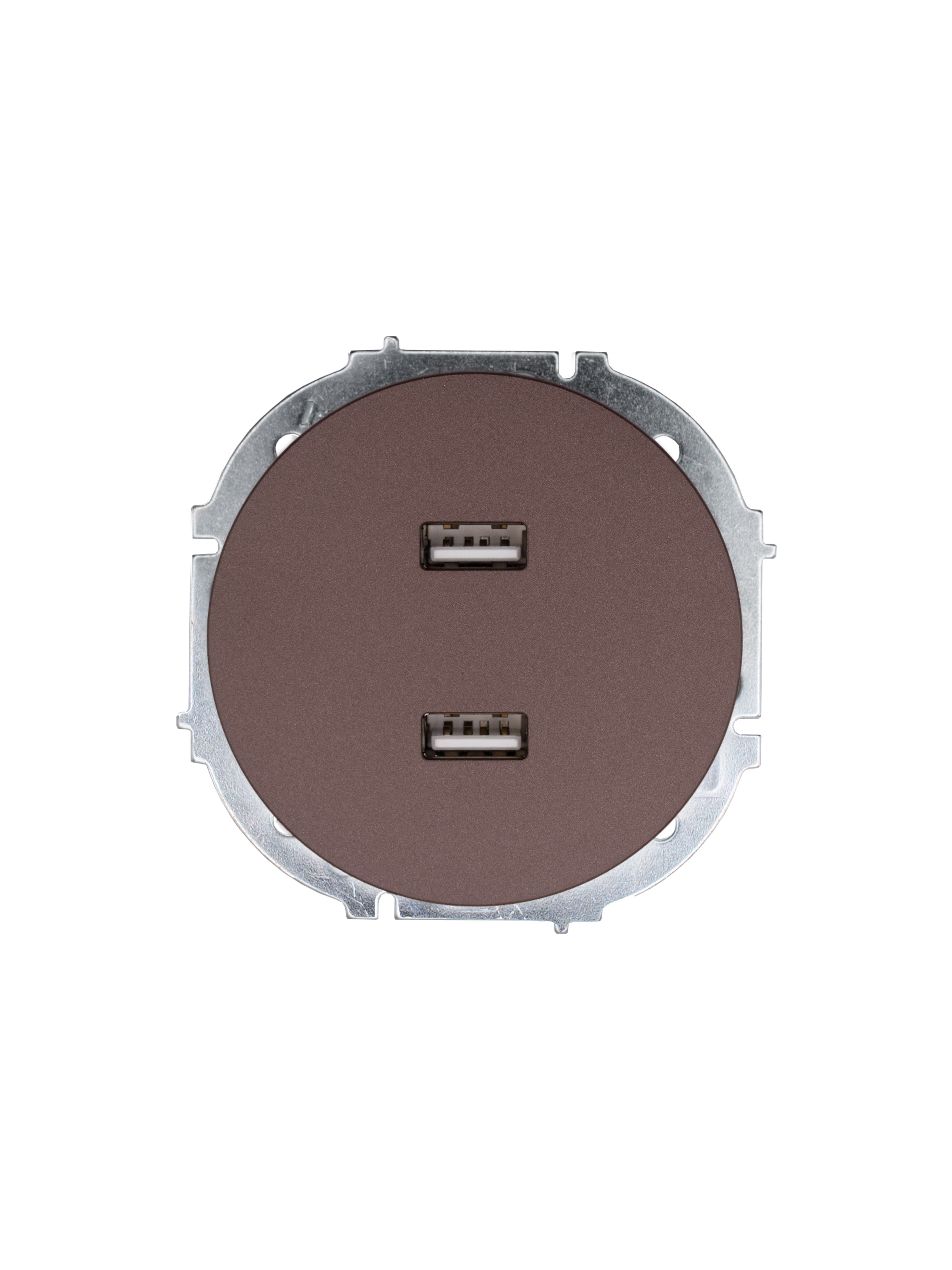 OSEN Розетка 2-ая USB, механизм, шоколад Lezard 743-7388-192