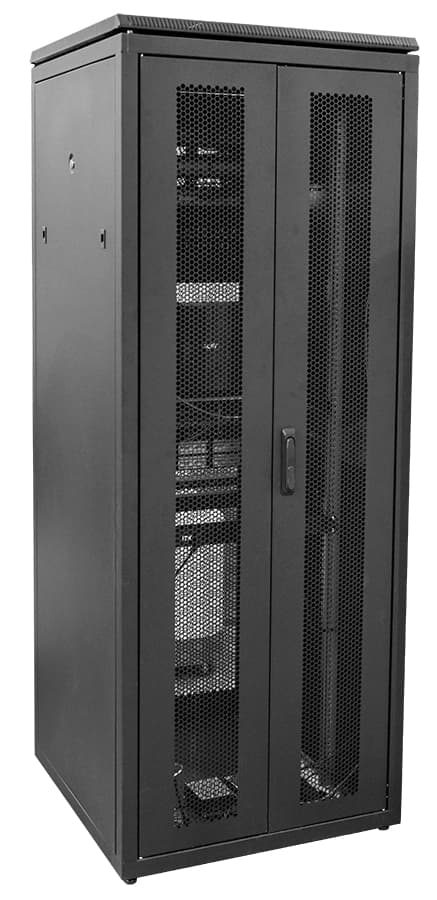 Шкаф сетевой 19' LINEA N 38U 800х800мм двустворчатая перфорированная дверь задняя перфорированная черный