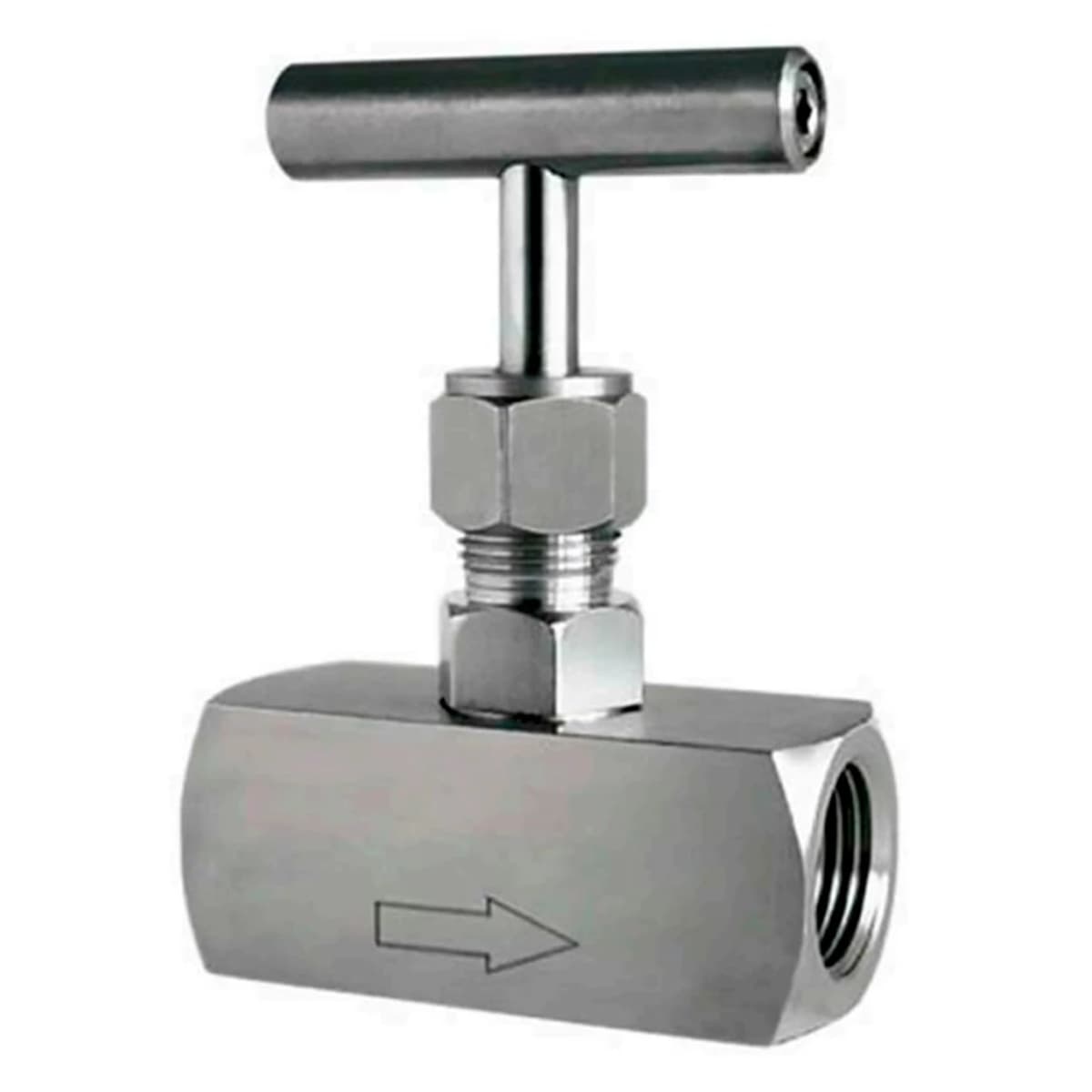 Клапан игольчатый 304-304-T-Ht 1/2'' Ду15 Ру400 резьбовой, корпус нержавеющая сталь 304, уплотнение металл, с Т-образной рукояткой