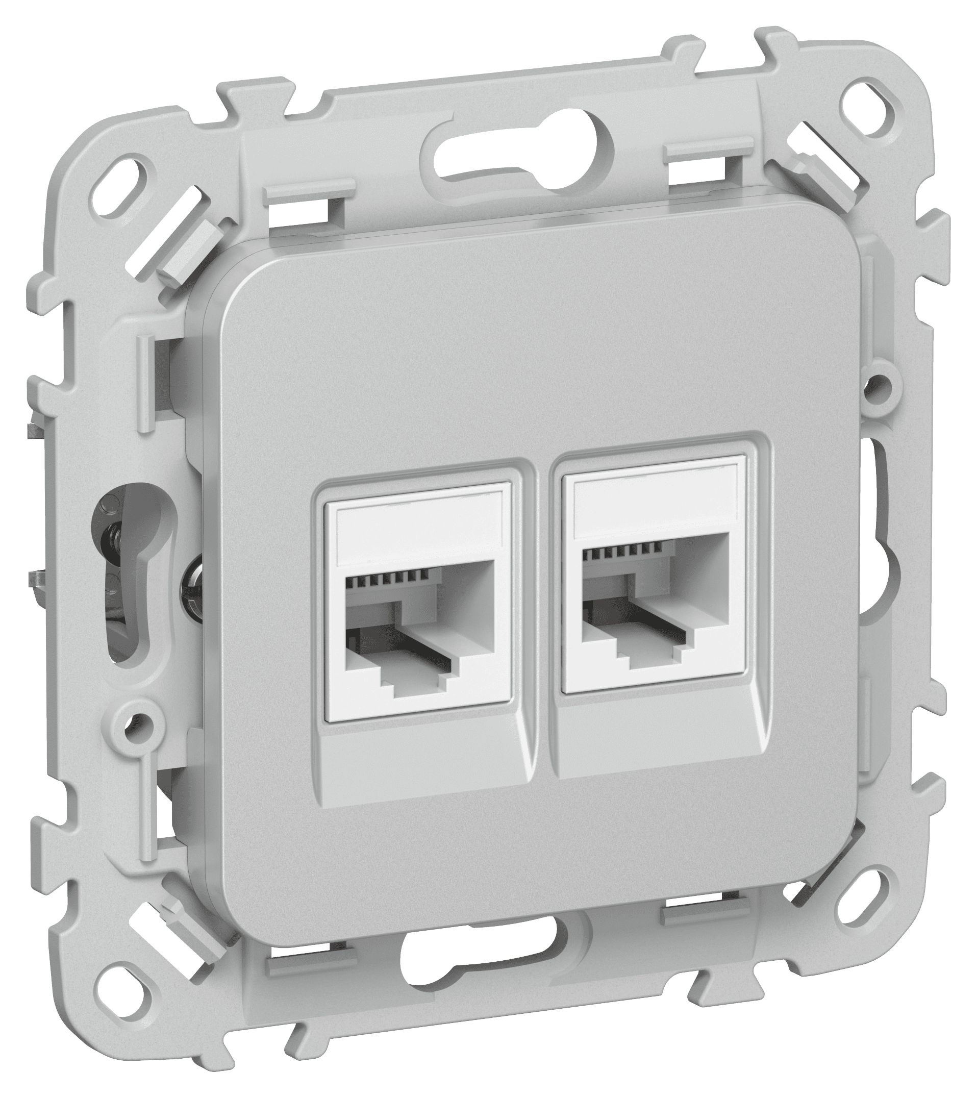 FLITE Розетка 2-местная RJ45/RJ11 категория 5Е/3 UTP РКТ5е/3-2-0-ФлА алюминий IEK