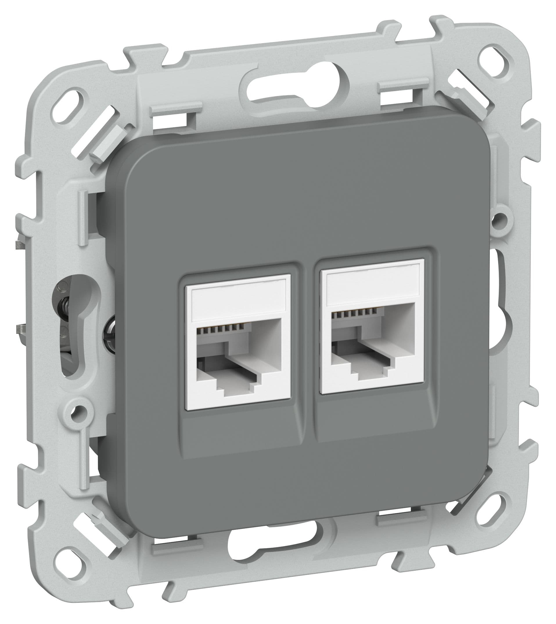 FLITE Розетка 2-местная компьютерная RJ45 категория 6 UTP РК6-2-0-ФлМА мокрый асфальт IEK