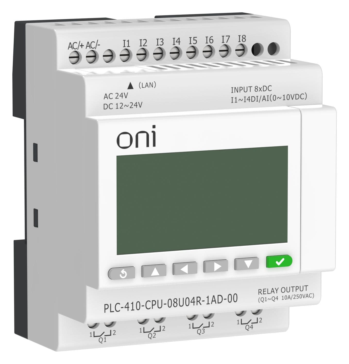 Модуль ПЛК 410 ЦПУ 4 DI 4 UI (0-10 В/DI) 4 RO 12В-24В DC или 24В AC с Ethernet портом с экраном