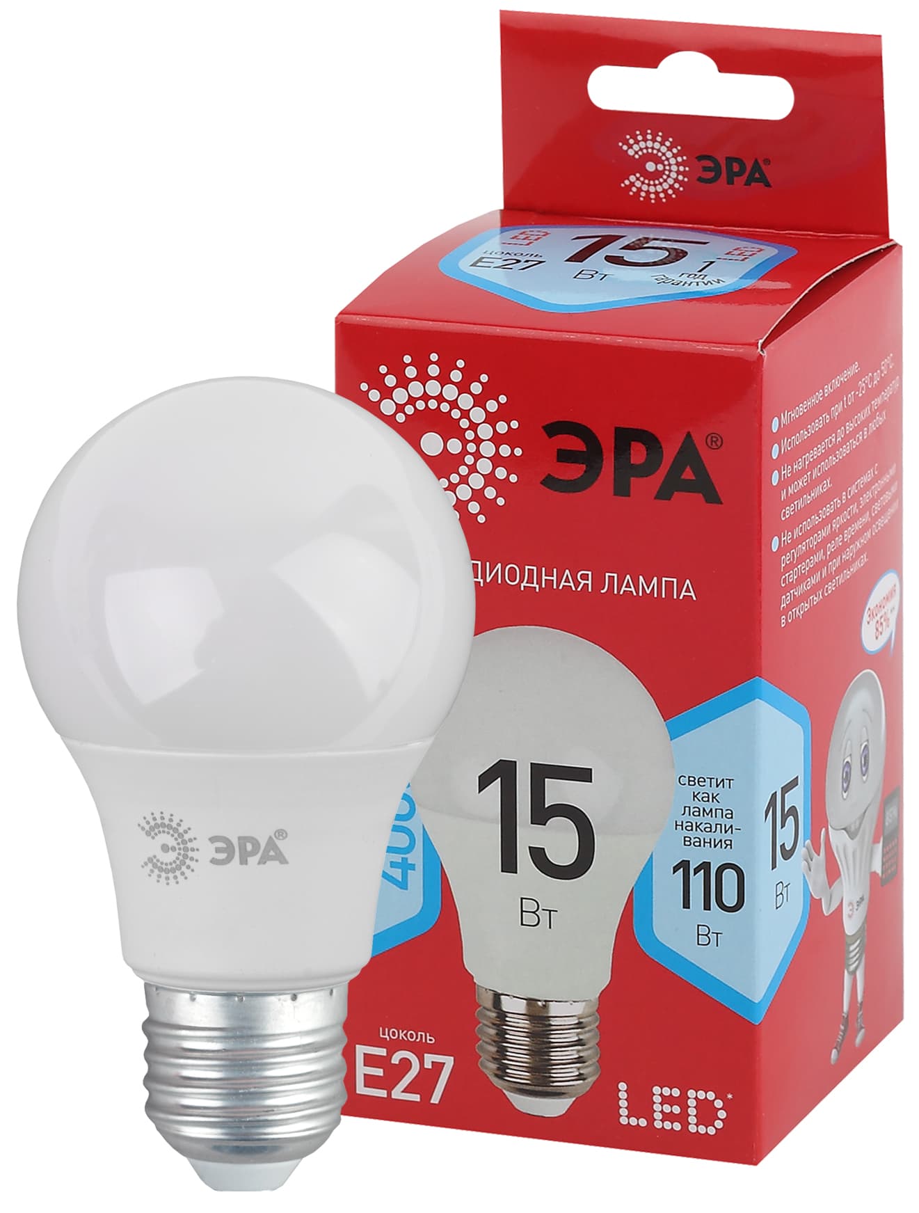 Лампа светодиодная LED 15 Вт 1200Лм 4000К груша нейтральный E27 220-240В LED A60-15W-840-E27 Red Line