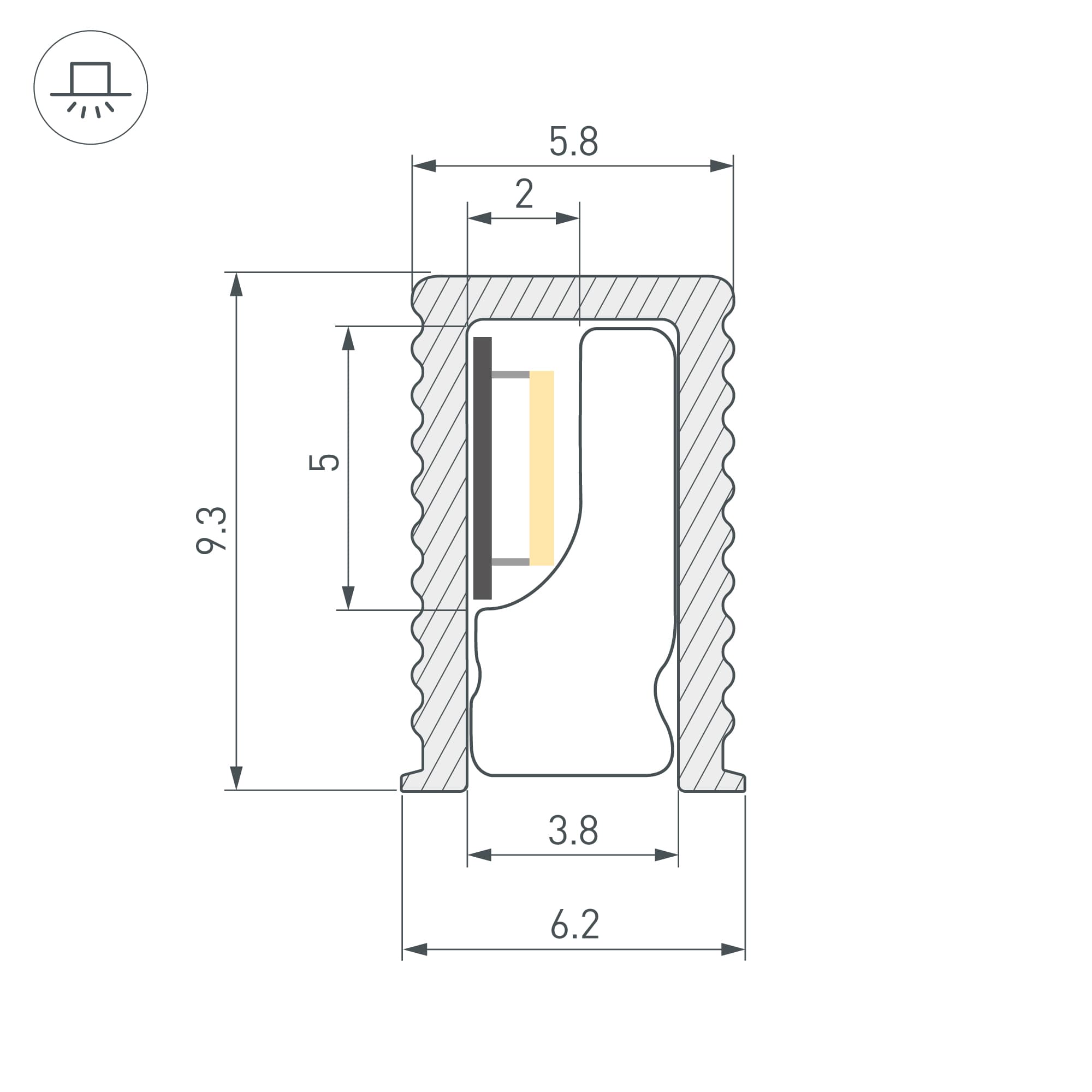 Профиль SL-MINI-6-H9-2000 ANOD BLACK (Алюминий)
