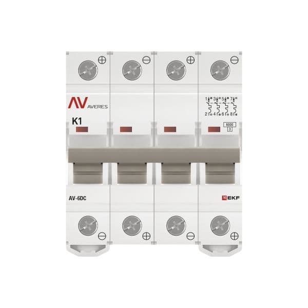 Выключатель автоматический AV-6 DC 4P 1A (K) 6kA AVERES
