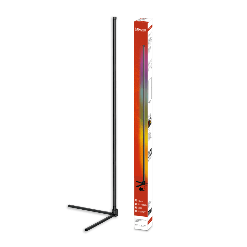 Светильник напольный светодиодный ТСО 01Ч 8Вт 200Лм RGB, с пультом ДУ, с адаптером ЧЕРНЫЙ IN HOME
