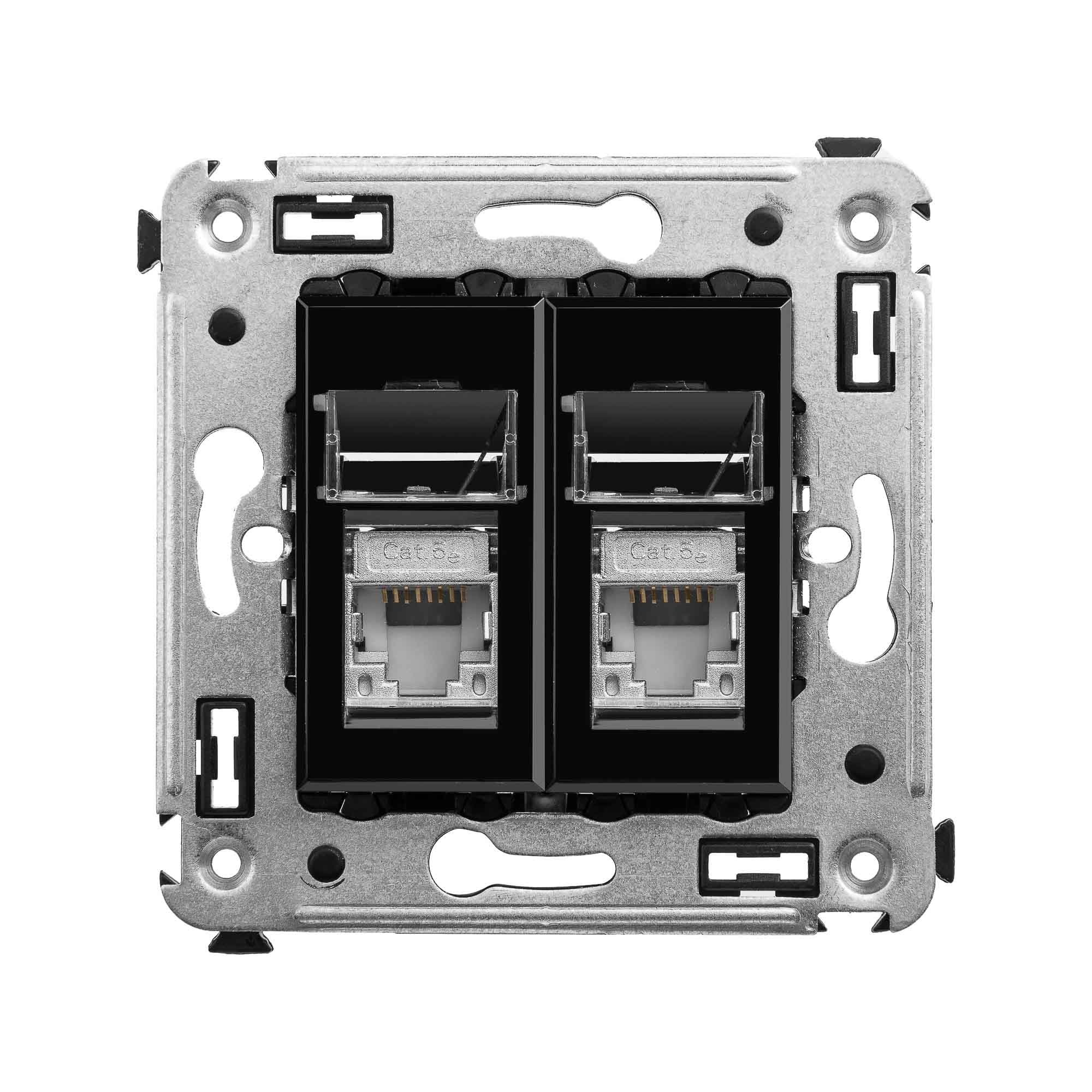 Avanti Розетка RJ-45 в стену, 5e двойная экранированная, ''Черный квадрат''