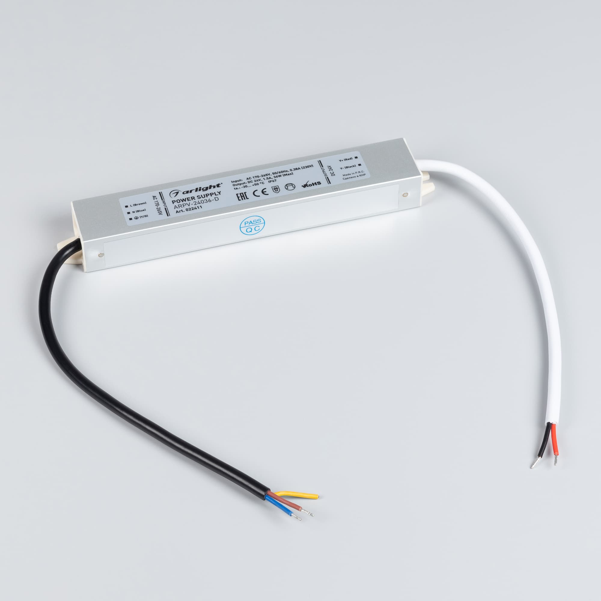 Блок питания ARPV-24036-D (24V, 1.5A, 36W) (ARL, IP67 Металл, 3 года)