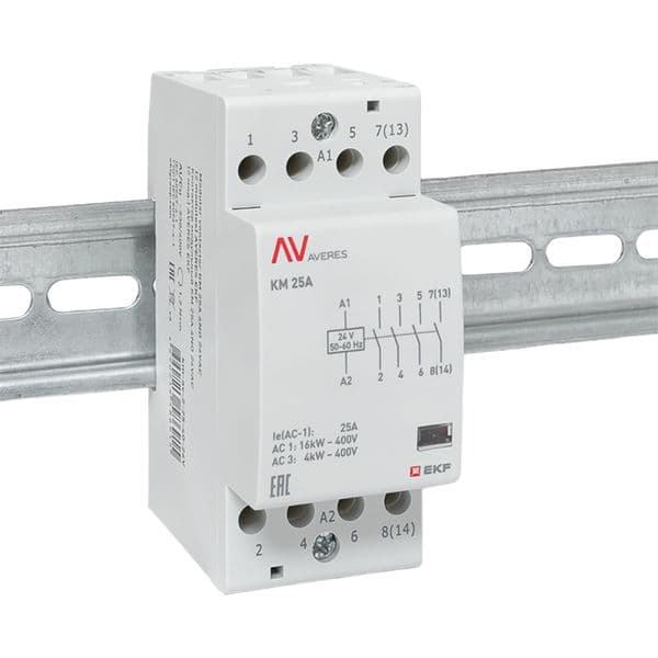 Контактор модульный КМ 25А 4NO 24VAC (2 мод.) AVERES