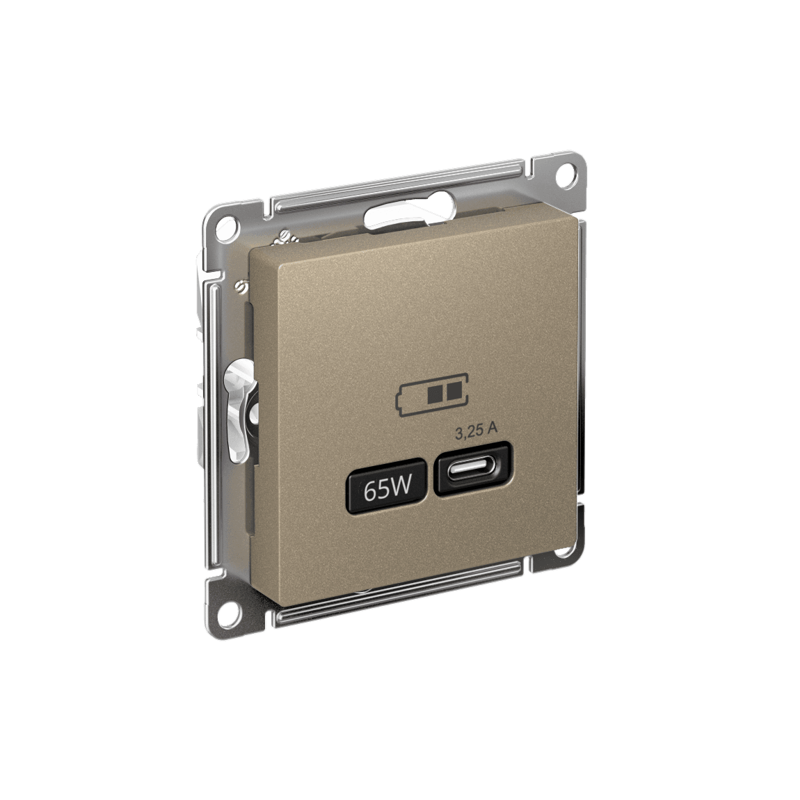 ATLASDESIGN USB РОЗЕТКА тип-C 65W высокоскор.заряд. QC, PD, механизм, ШАМПАНЬ