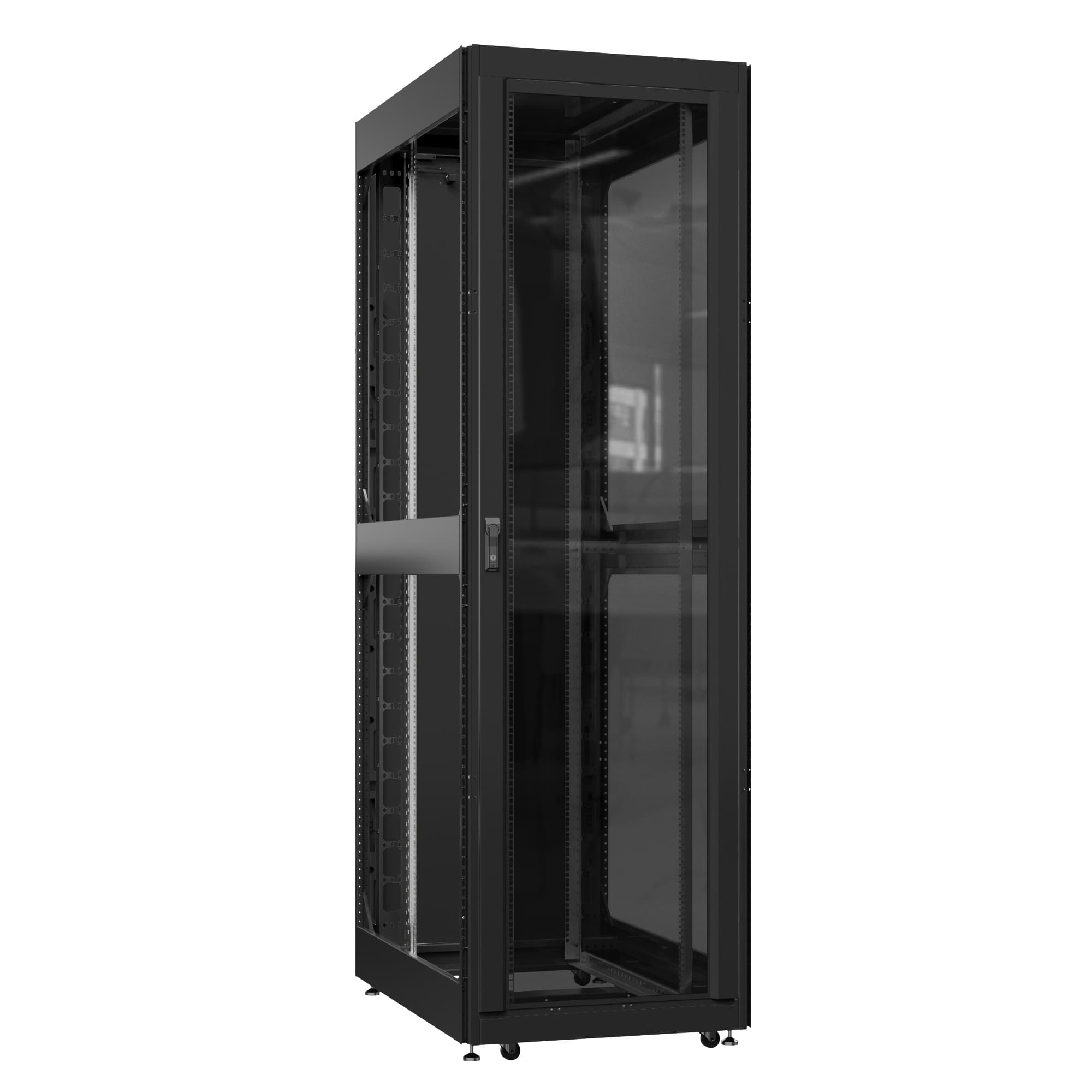 Шкаф серверный 52U 800х1200 передняя дверь: стекло IP41. задняя дверь: одностворчатая перфорированная IP20. боковые панели: без. цвет: черный RAL9005