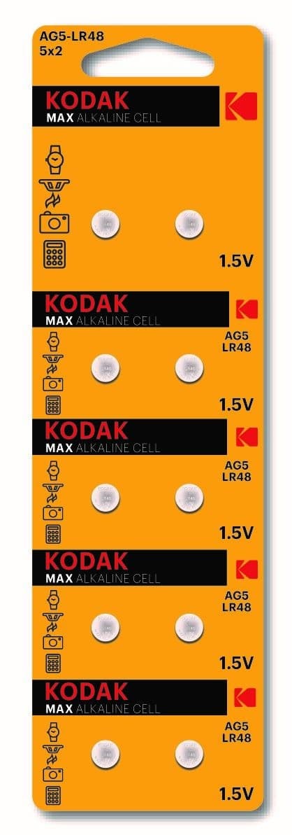 Батарейка Kodak AG5 (393) LR754, LR48 [KAG5-10] MAX Button Cell (100/1000/80000)
